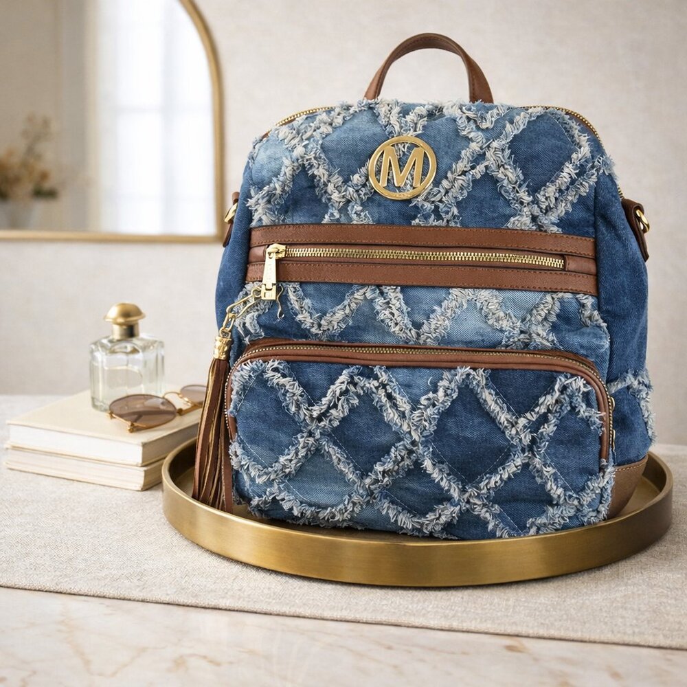 MKP Women Fashion Backpack Purse Jean Denim Handbag